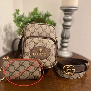 Gucci mini over shoulder bag and women’s belt